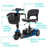 MOB1025SLV 3 Wheel Mobility Scooter