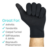 SUP2063BLKXS Copper Full Finger Arthritis Gloves