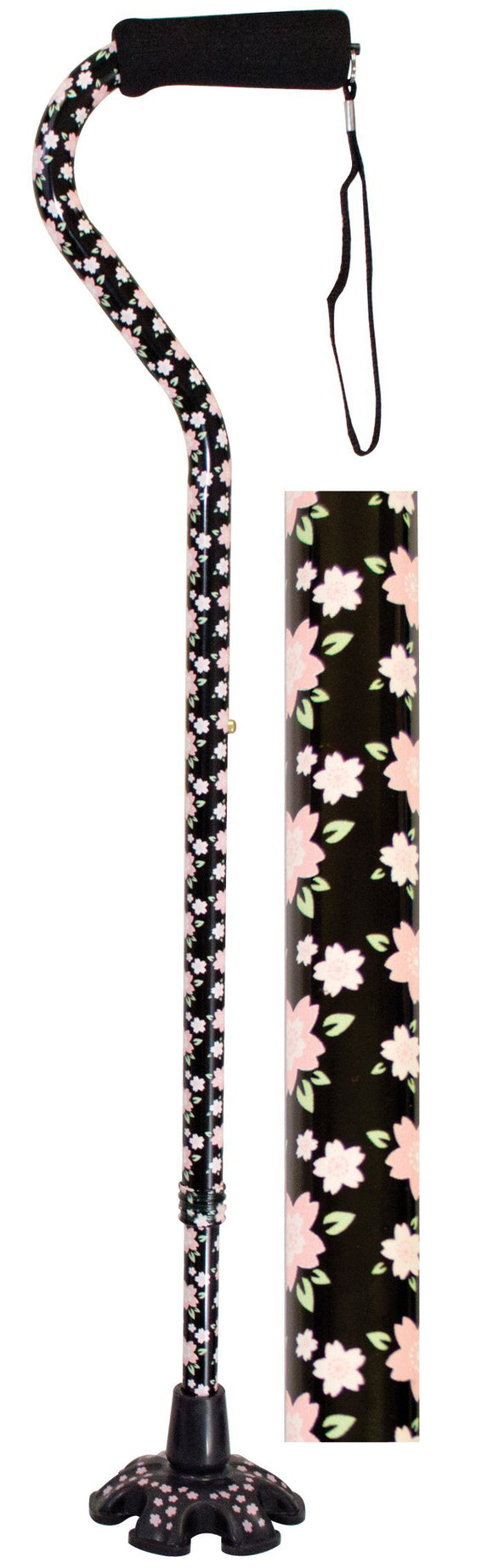 W1343P Couture Offset Cane with Matching Tip - Pink Floral