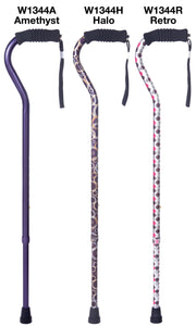 W1344MC Offset Cane with Ribbed Handle - Mixed Case: Amethyst
