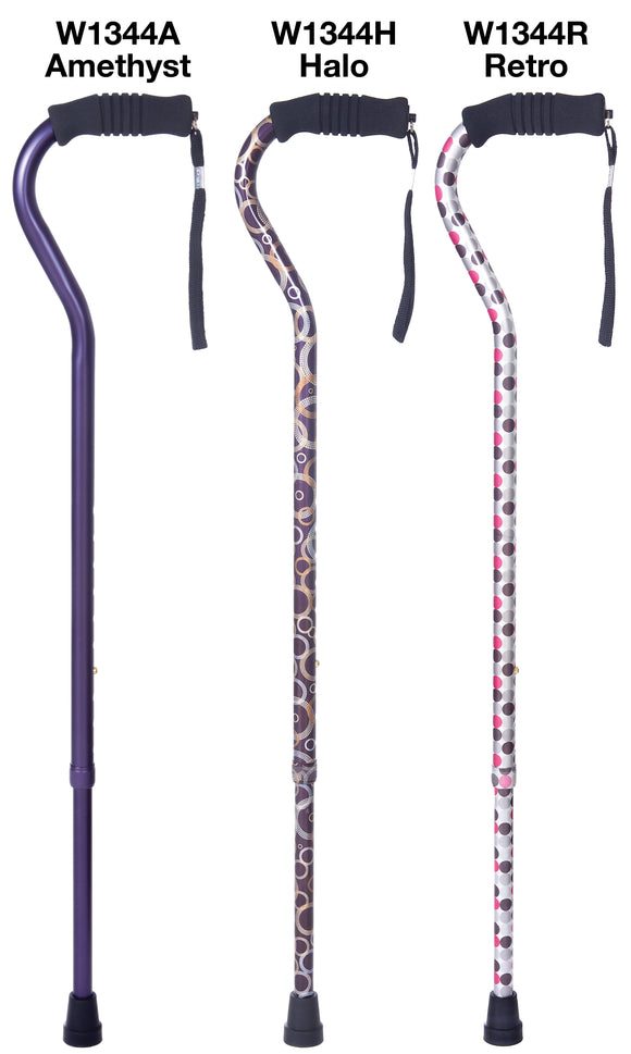 W1344MC Offset Cane with Ribbed Handle - Mixed Case: Amethyst