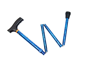 W1350DB Steppin' Out Folding Cane w- Wood Derby Handle - Blue